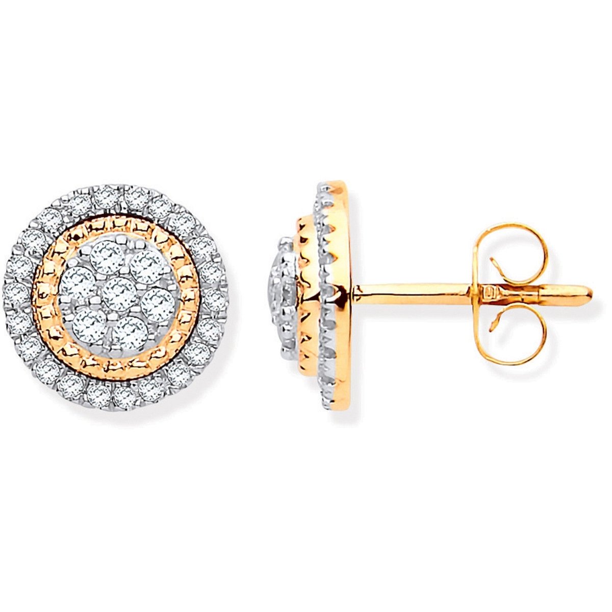 9ct Yellow Gold Multi Circles Stud Diamond 0.36ctw Earrings - Samuel Perry