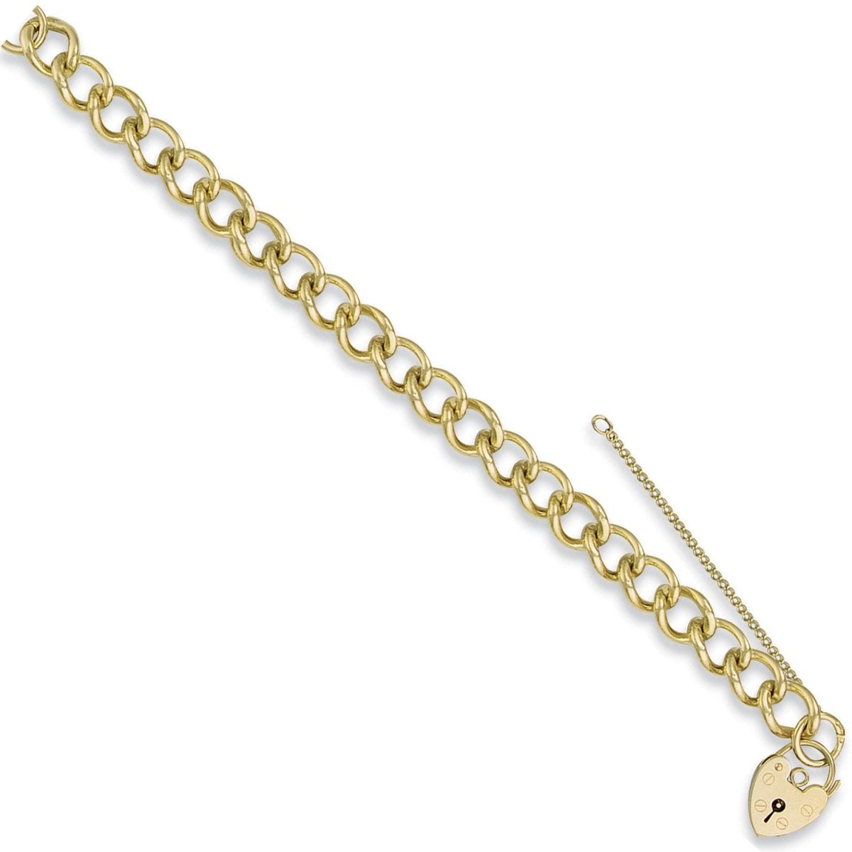9ct Yellow Gold Open Curb Padlock Charm Bracelet - Timeless - Samuel Perry