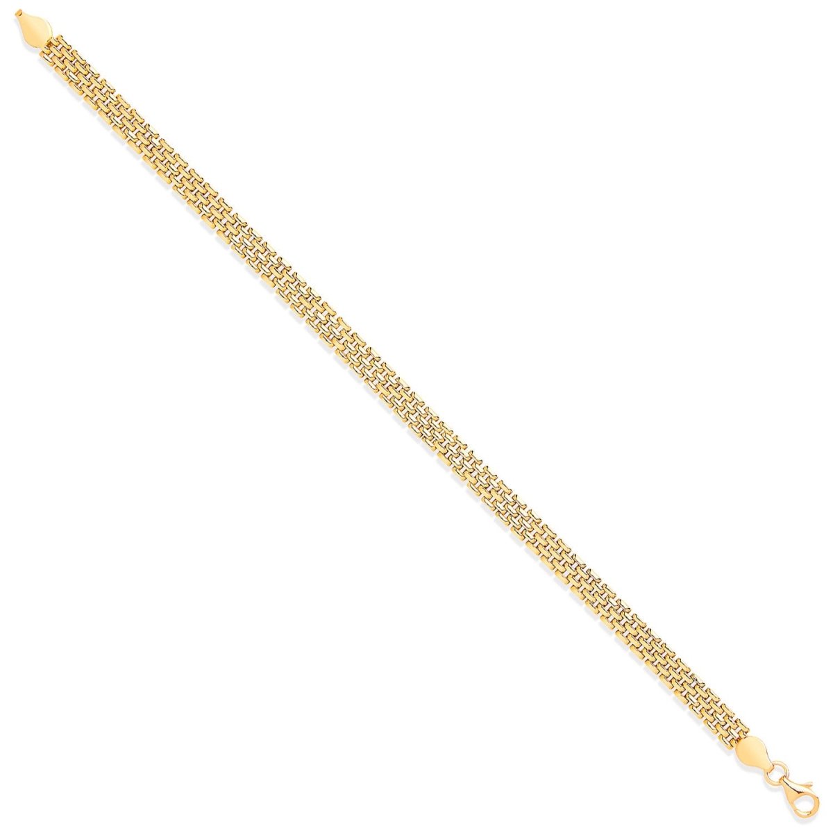 9ct Yellow Gold Panther Link 5 - Row Ladies Bracelet - Samuel Perry