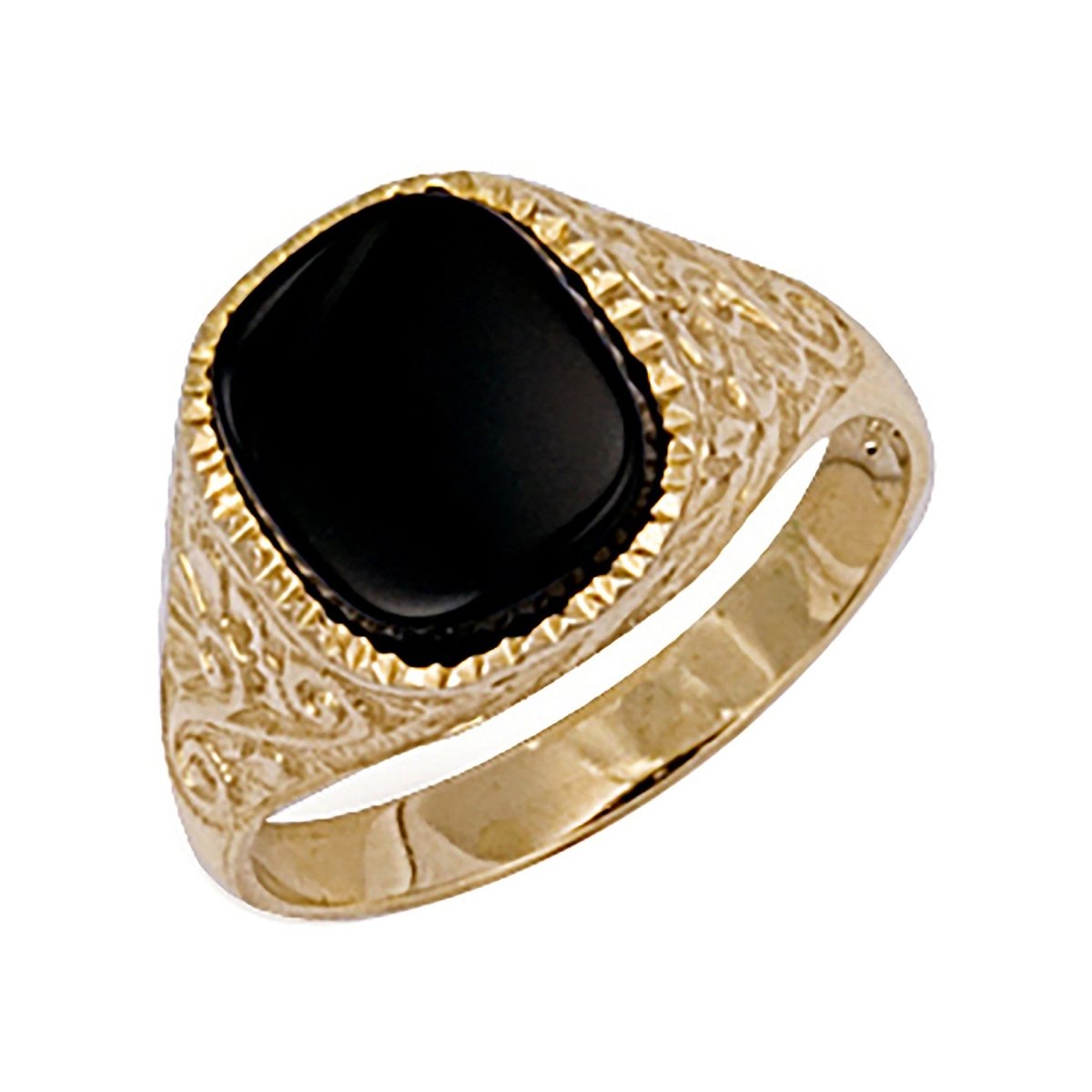 Gold Side Rings 9ct Yellow Gold Patterned Side Ring – Bold Black Stone – Samuel Perry