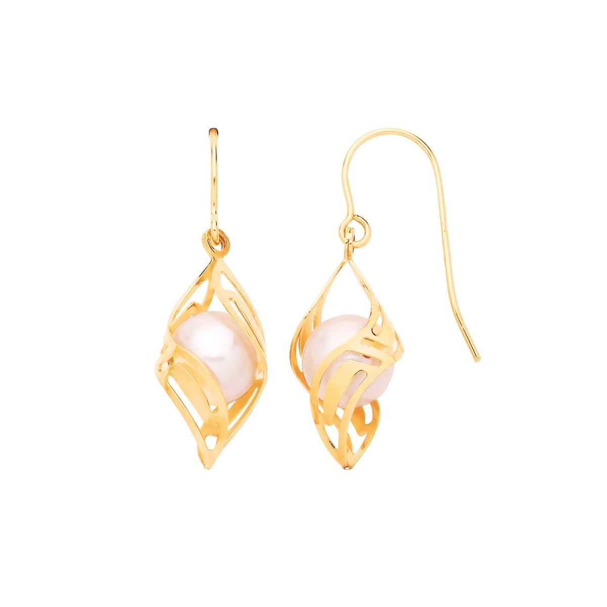 9ct Yellow Gold Pearl Fancy Drop Earrings – Timeless Elegance - Samuel Perry