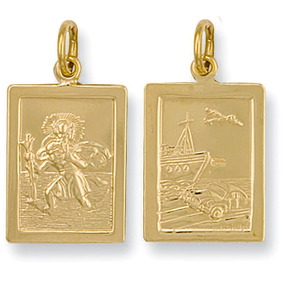 9ct Yellow Gold Rectangular Shaped St Christopher Pendant – Timeless Protection - Samuel Perry