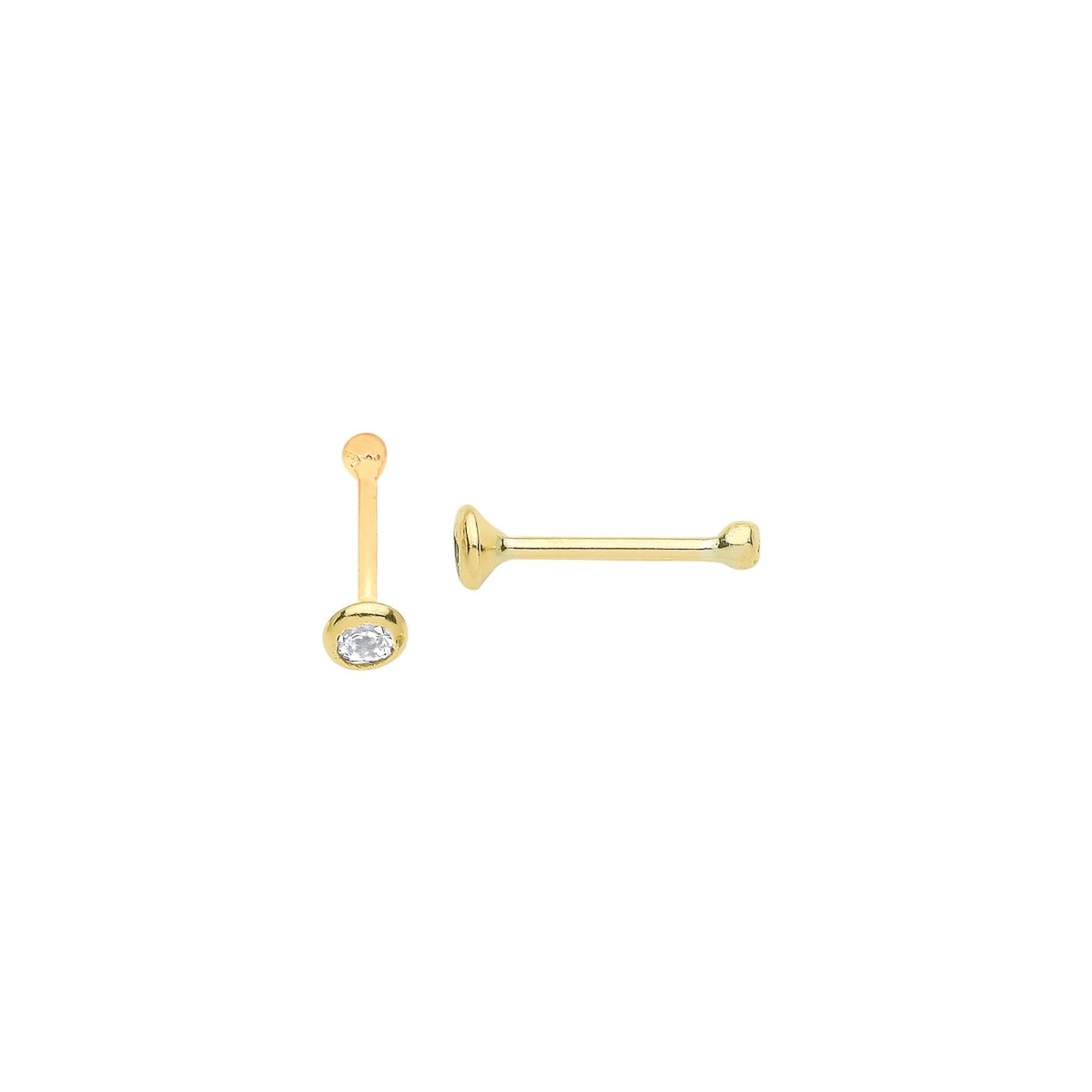 9ct Yellow Gold Round CZ Nose Pin Stud – Elegant & Sparkling - Samuel Perry