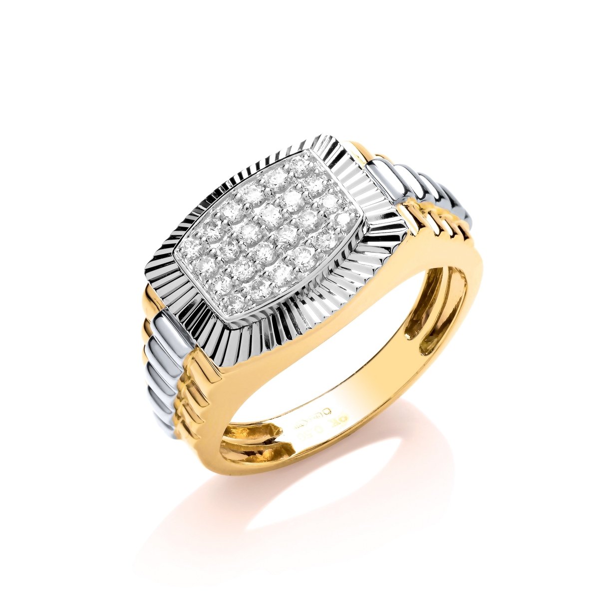 9ct Yellow & White Gold 0.50ct Diamond Fancy Link Ring - Samuel Perry