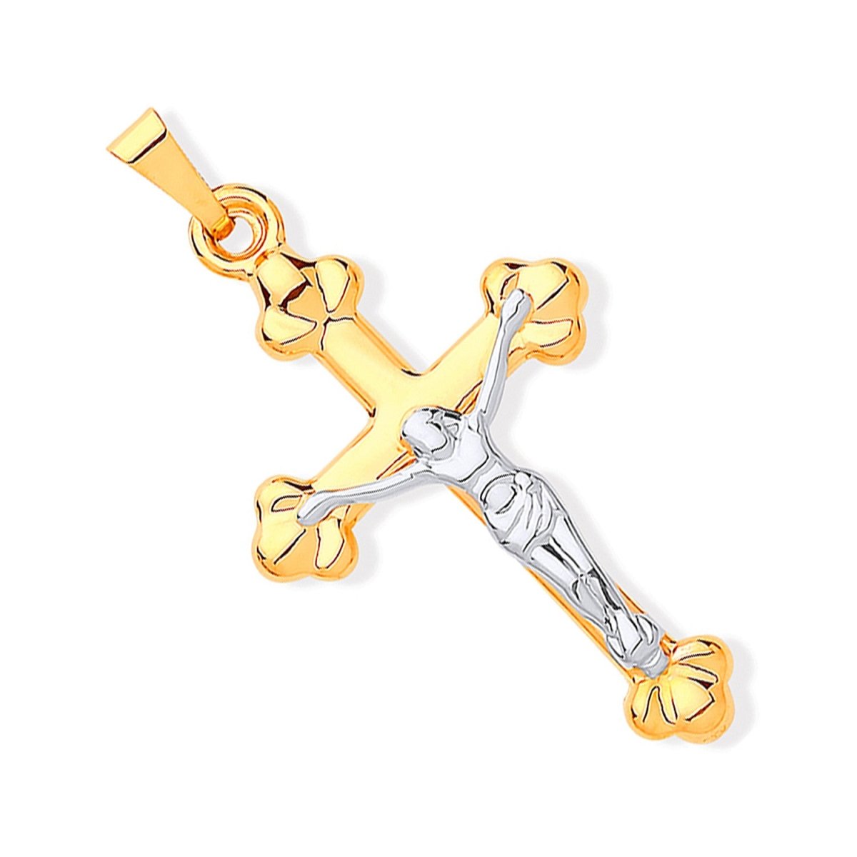 9ct Yellow & White Gold Crucifix Pendant – Elegant & Timeless - Samuel Perry