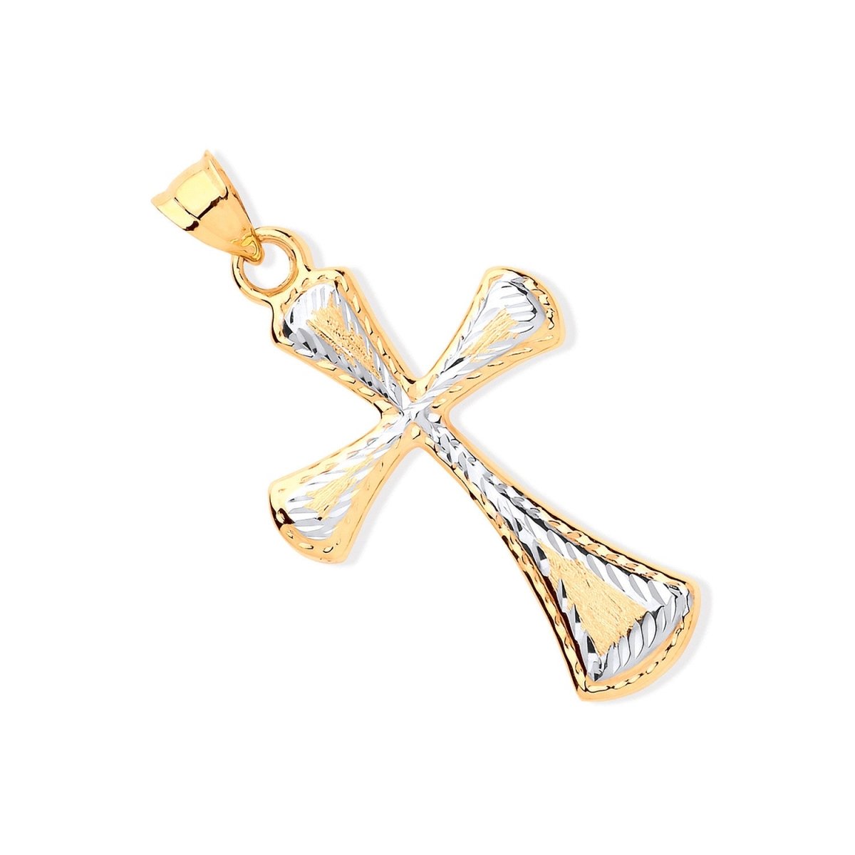 9ct Yellow & White Gold Fancy Cross Pendant - Samuel Perry