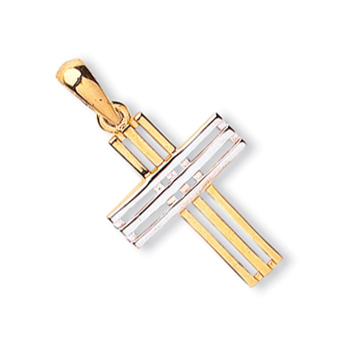 9ct Yellow & White Gold Fancy Cross Pendant – Timeless Elegance - Samuel Perry