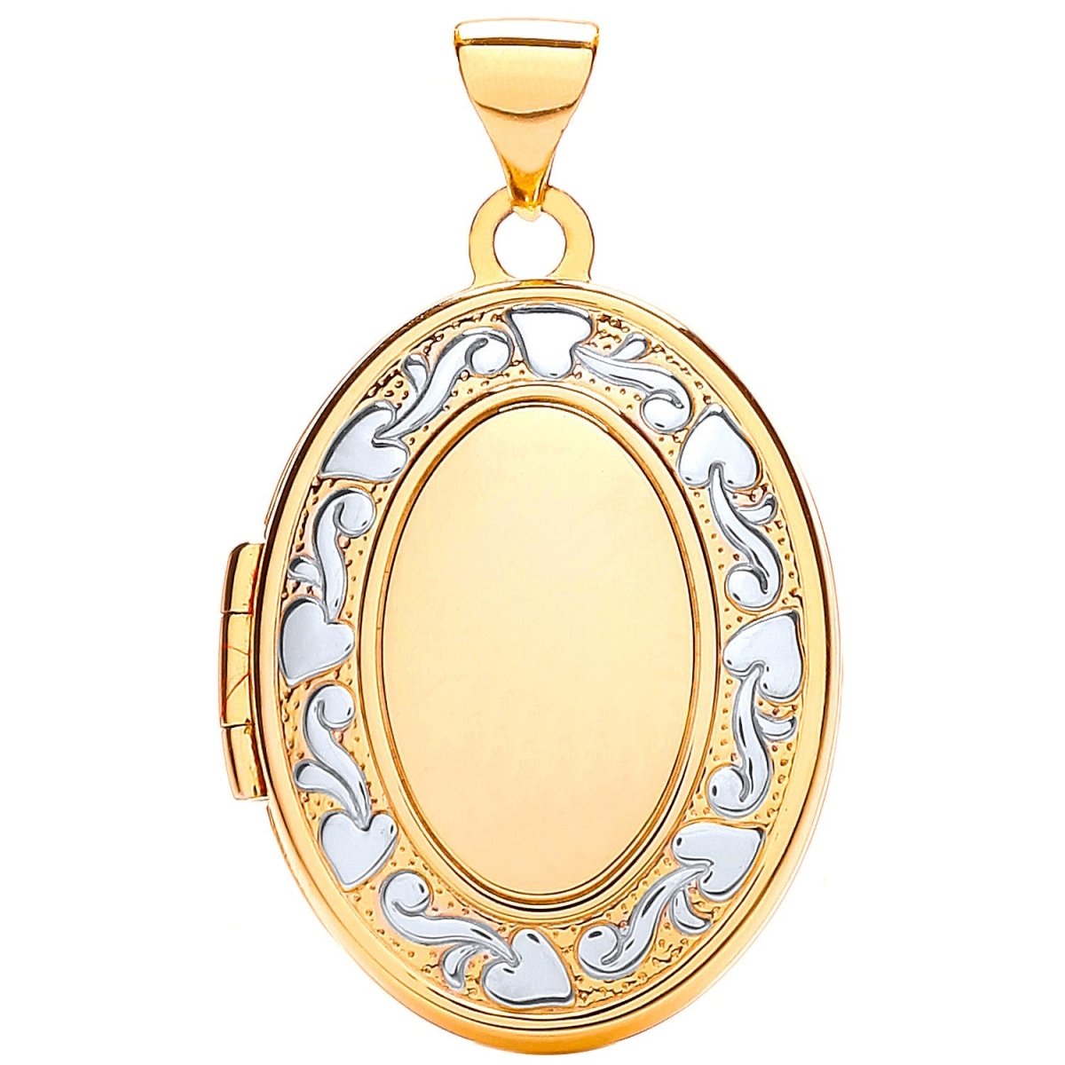 9ct Yellow & White Gold Oval Family Locket – Elegant Keepsake - Samuel Perry
