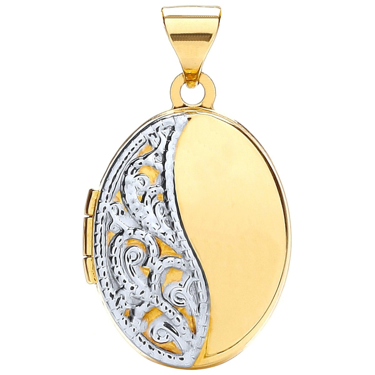 9ct Yellow & White Gold Oval Locket – Timeless Elegance - Samuel Perry