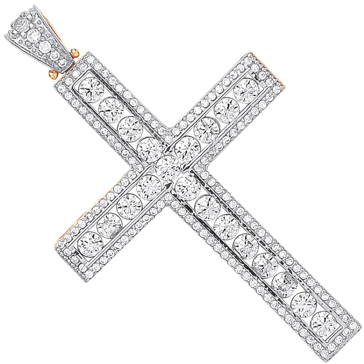 9ct Yellow & White Gold Round Cz Cross – Bold & Timeless - Samuel Perry