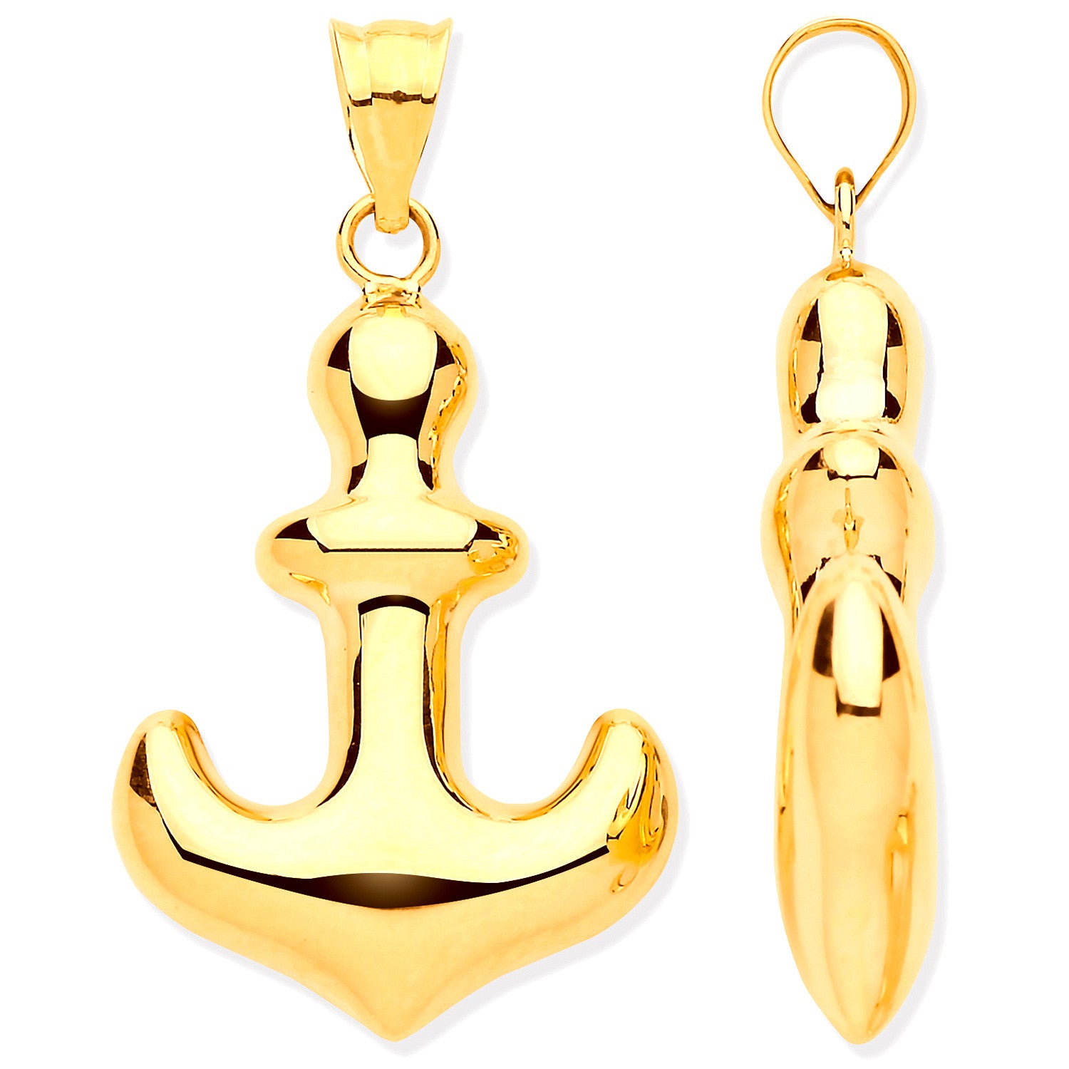 9ct Yellow Gold Hollow Anchor Pendant – Maritime Elegance – Samuel