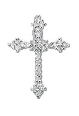 9ct White Gold 0.25ct Diamond Cross Pendant – Elegant & Timeless