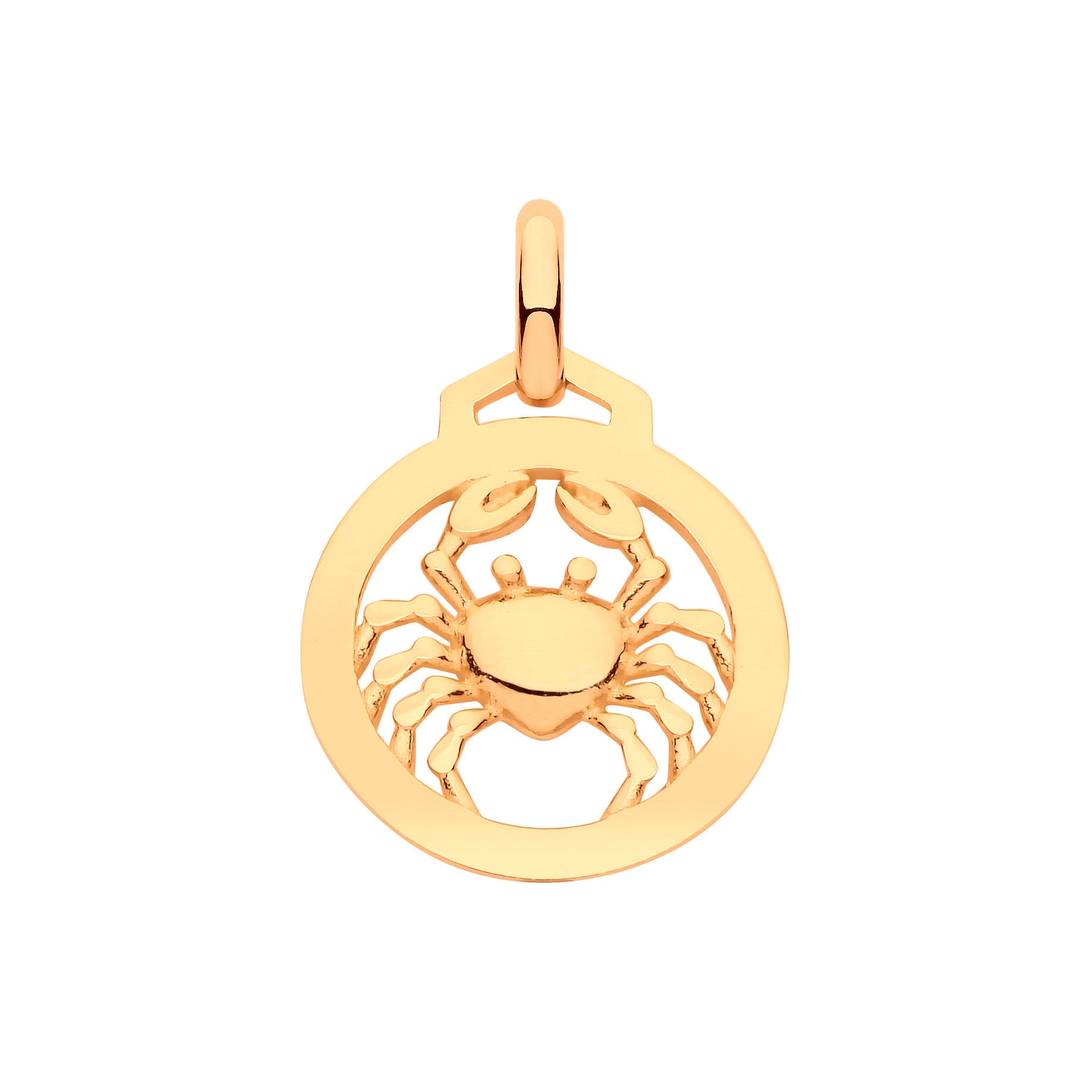 9ct Yellow Gold Cancer Zodiac Pendant – Elegant Round Design