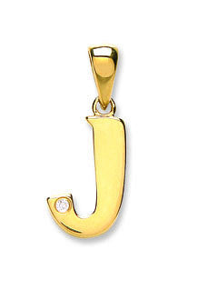 9ct Yellow Gold Diamond "J" Initial Pendant – Elegant & Meaningful