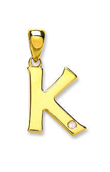 9ct Yellow Gold Diamond "K" Initial Pendant – Elegant & Meaningful