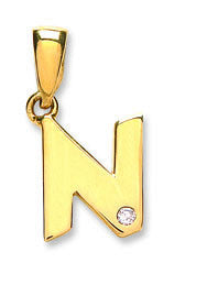 9ct Yellow Gold Diamond "N" Initial Pendant – Timeless & Meaningful