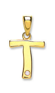 9ct Yellow Gold Diamond "T" Initial Pendant – Elegant Personalised Jewellery