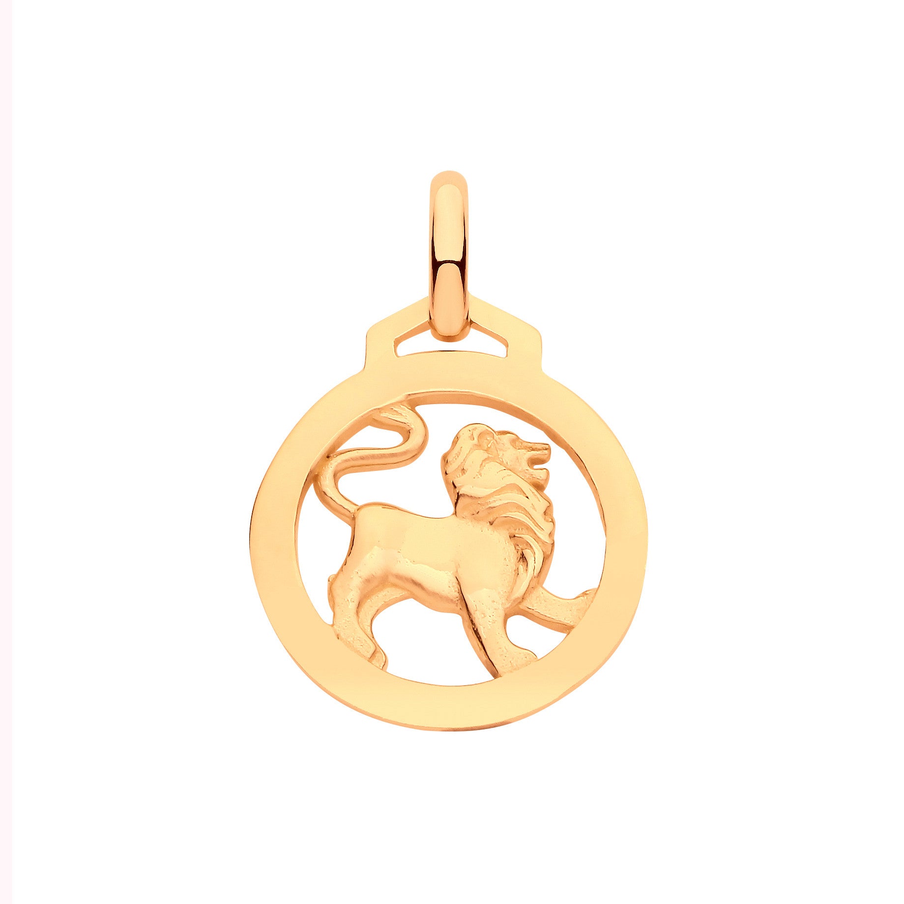 9ct Yellow Gold Leo Zodiac Pendant – Elegant Round Design