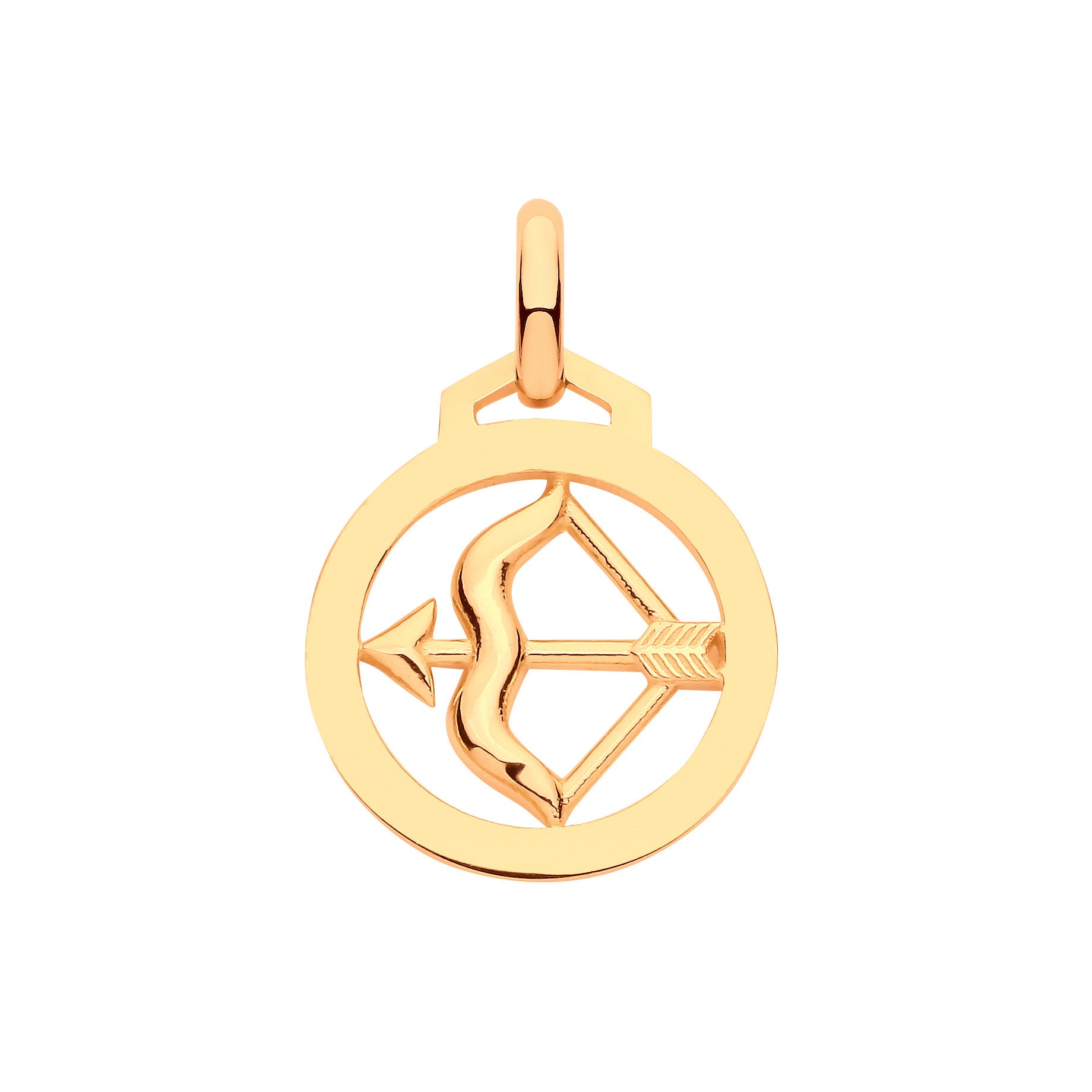 9ct Yellow Gold Sagittarius Zodiac Pendant – Round Design
