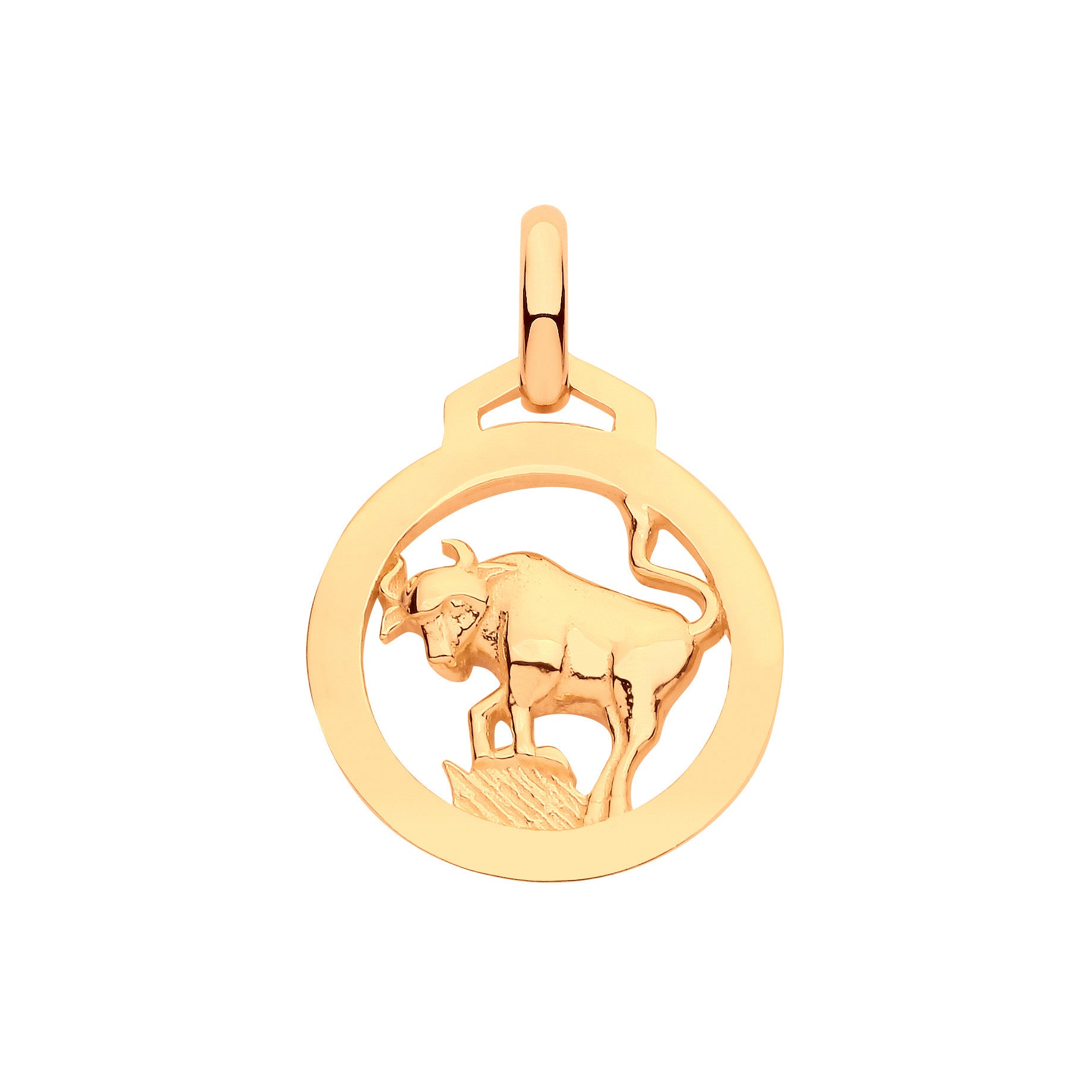 9ct Yellow Gold Taurus Zodiac Pendant – Elegant Round Design