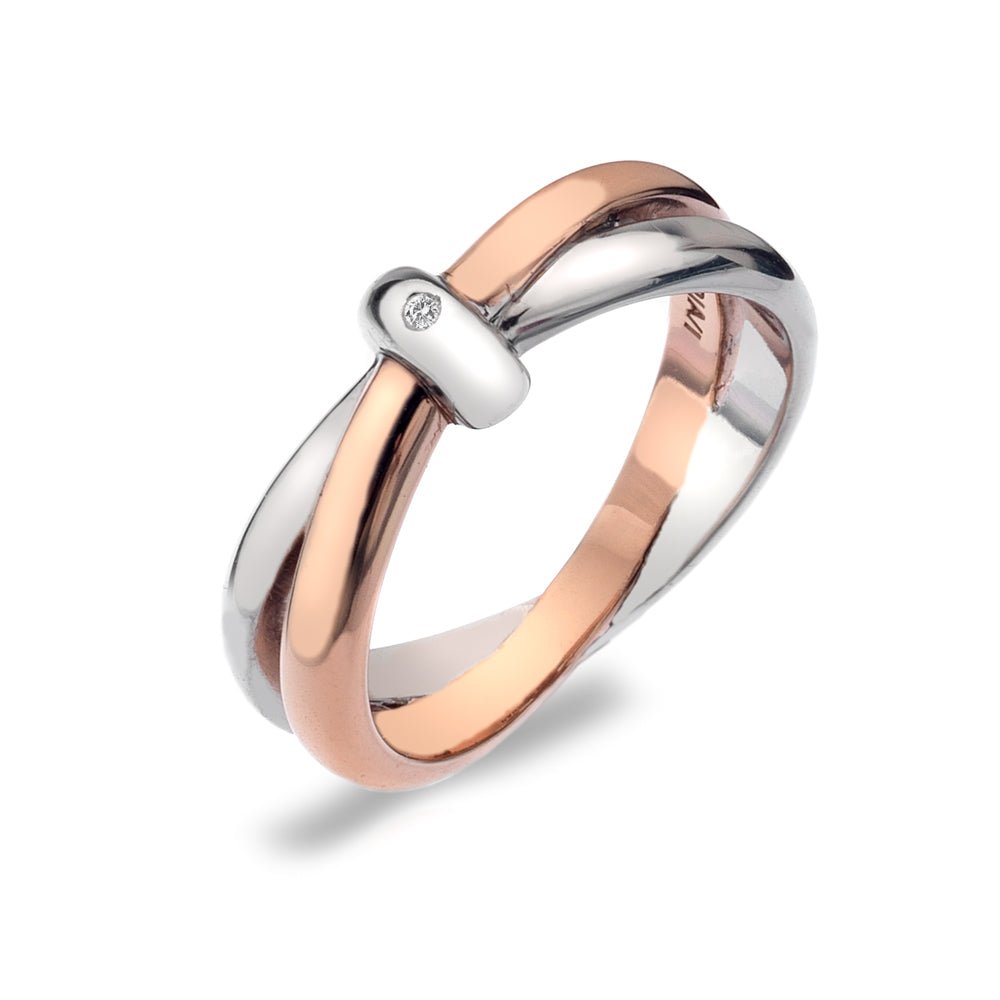 Eternity Silver & 18ct Rose Gold Vermeil Interlocking Ring - Samuel Perry