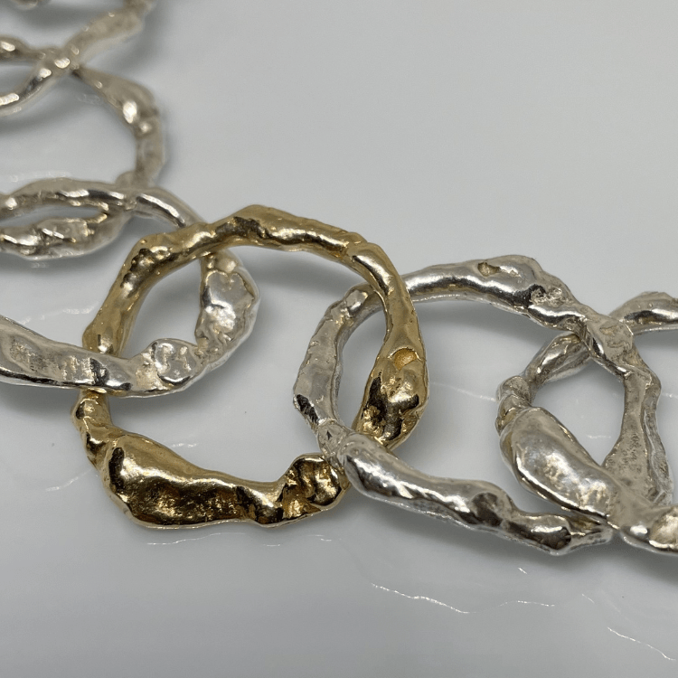 Full Halo Bracelet in Sterling Silver and 9ct Yellow Gold - Samuel Perry