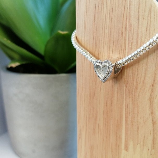 Heart Crystal Memorial Charm in Sterling Silver - Samuel Perry