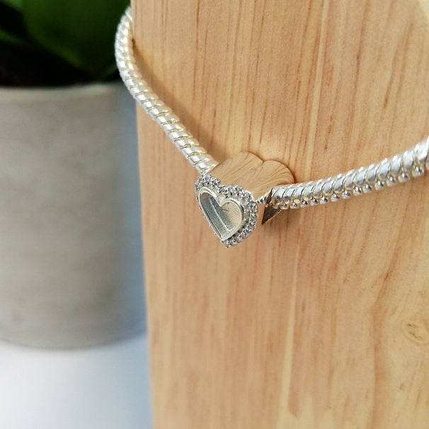 Heart Crystal Memorial Charm in Sterling Silver - Samuel Perry