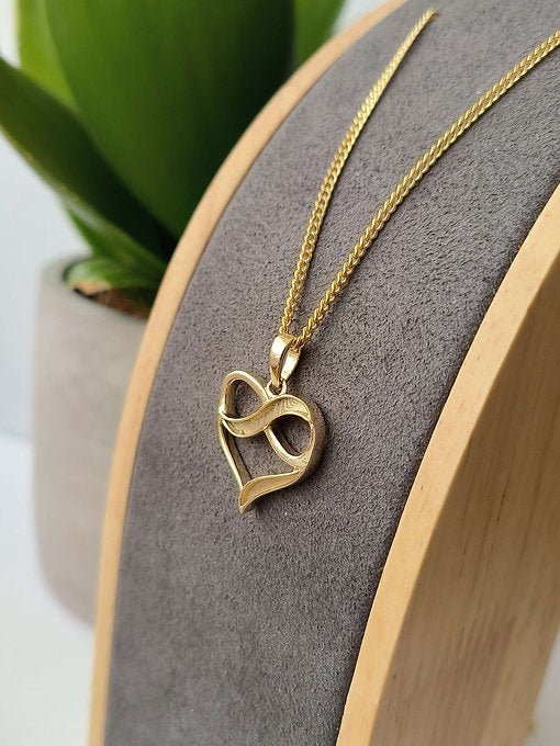 Infinity Heart Memorial Necklace in 9ct Yellow Gold - Samuel Perry