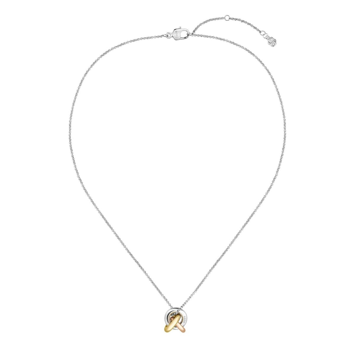 Ladies BOSS Harmonie Three Colour Circle Link Pendant Necklace - Samuel Perry