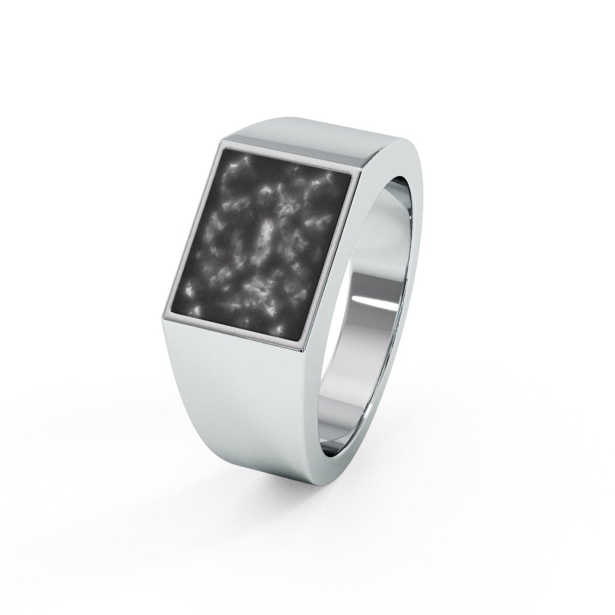 Mens Rectangular Memorial Ashes Signet Ring - Samuel Perry