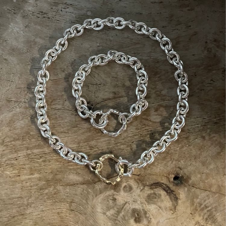 Molten Halo Chunky Choker in Sterling Silver and 9ct Yellow Gold - Samuel Perry