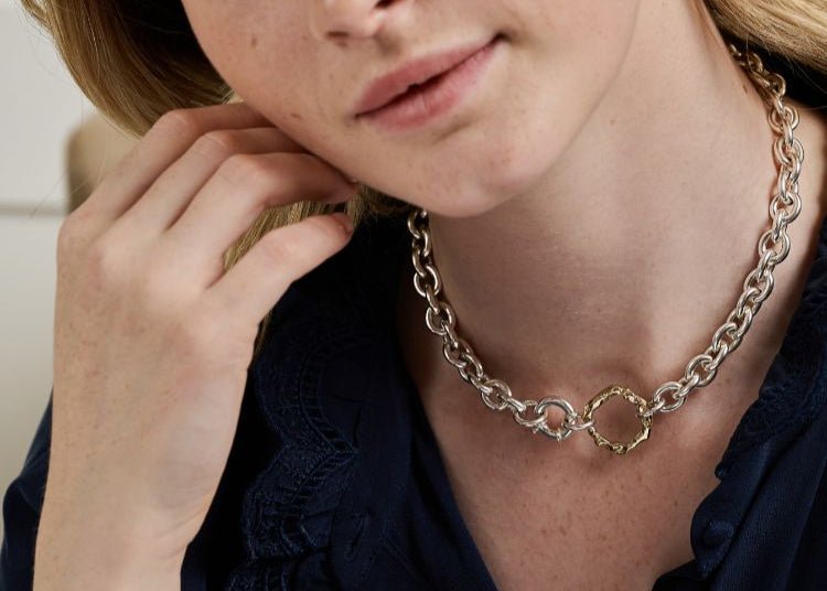 Molten Halo Chunky Choker in Sterling Silver and 9ct Yellow Gold - Samuel Perry