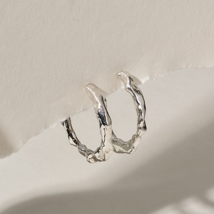Molten Sterling Silver Hoops - Medium - Samuel Perry