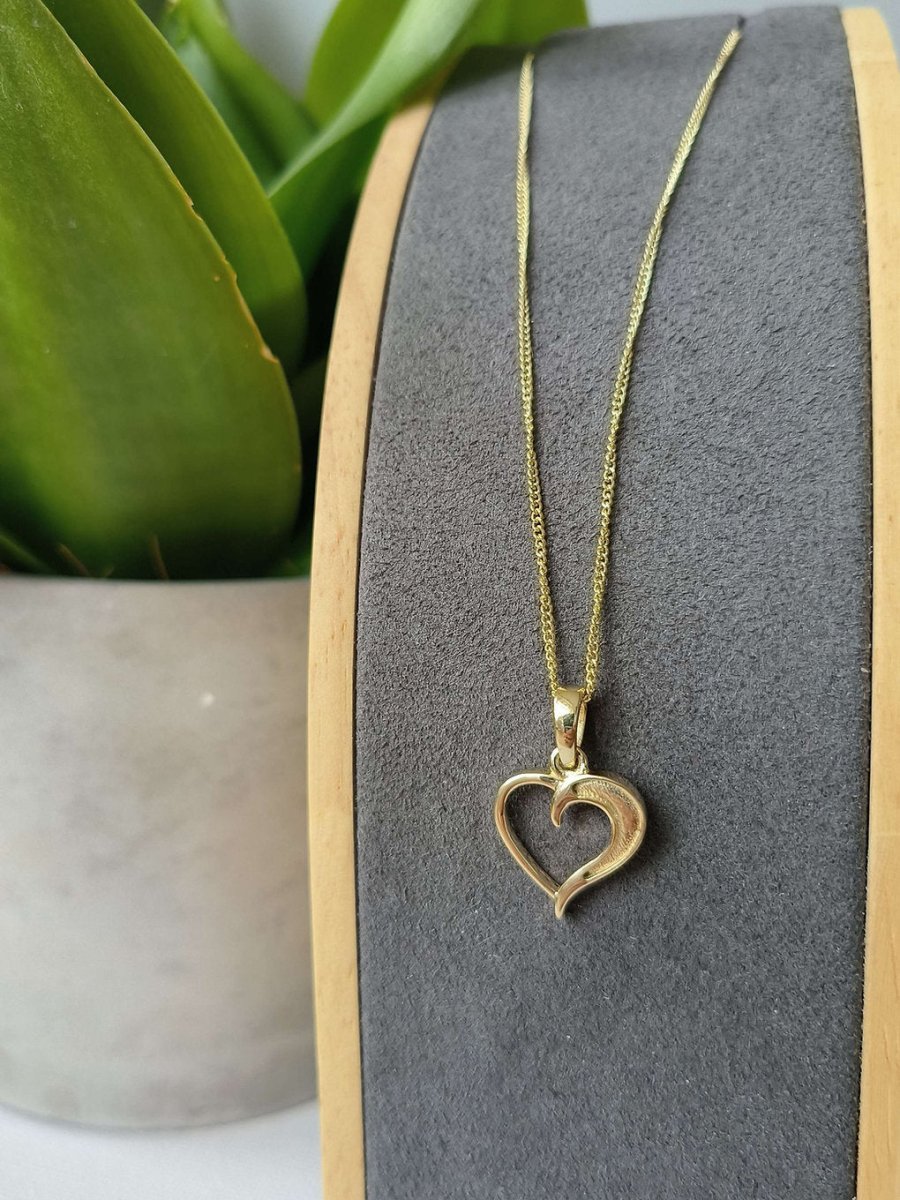 Open Heart Memorial Necklace in 9ct Yellow Gold - Samuel Perry