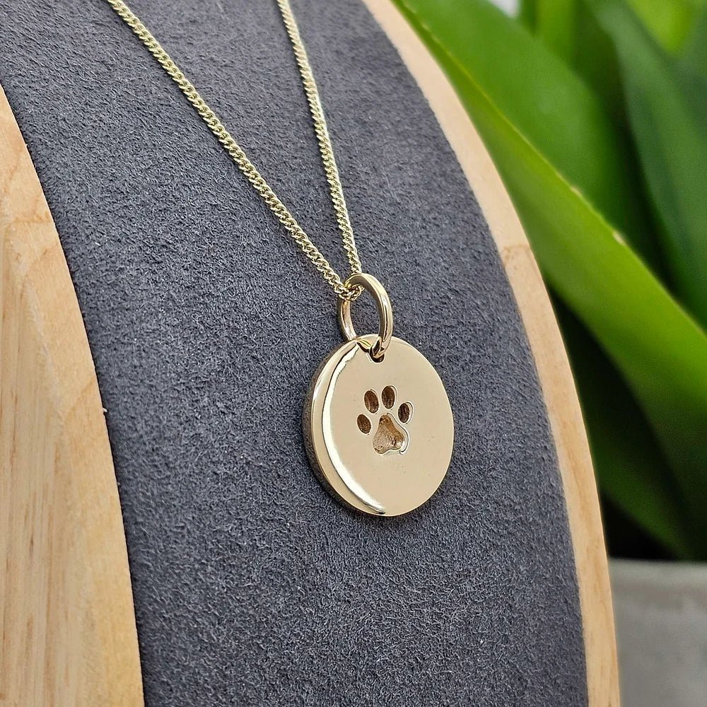 Paw Print Memorial Necklace in 9ct Yellow Gold - Samuel Perry