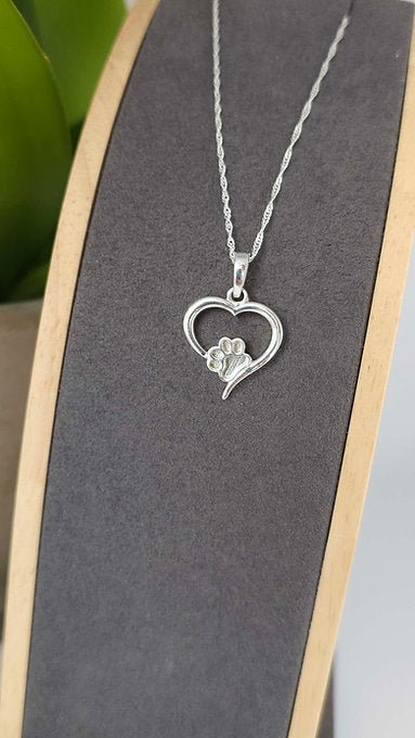Paw Print Memorial Necklace in Sterling Silver - Samuel Perry