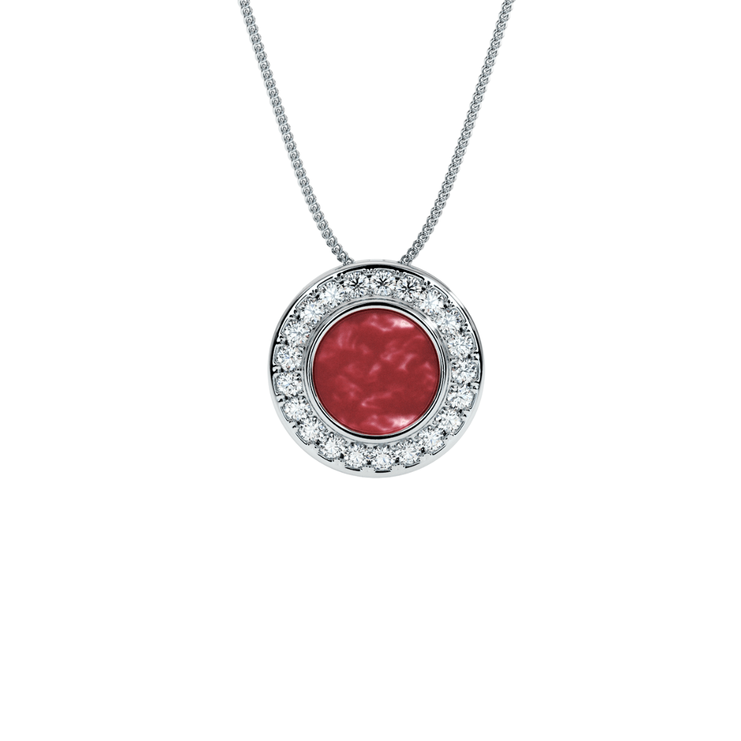 Round Halo Crystal Memorial Necklace in Sterling Silver - Samuel Perry