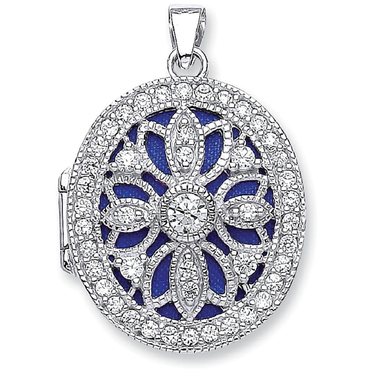 Silver Oval CZ Locket – Timeless Elegance - Samuel Perry