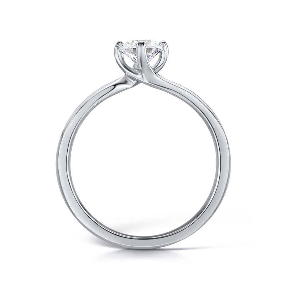 Solitaire Four - Claw Crossover Engagement Ring with Court Band - Samuel Perry