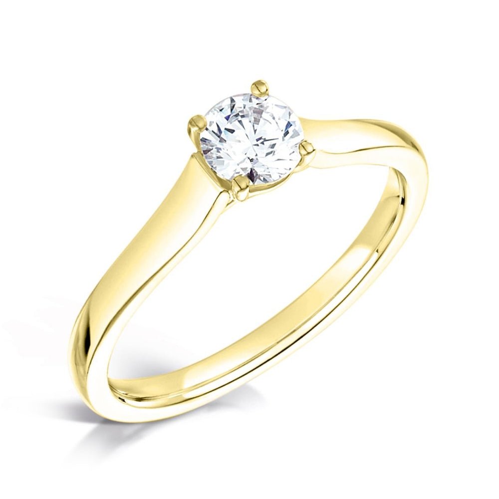 Solitaire Four - Claw Crossover Engagement Ring with Parallel Shoulders - Samuel Perry