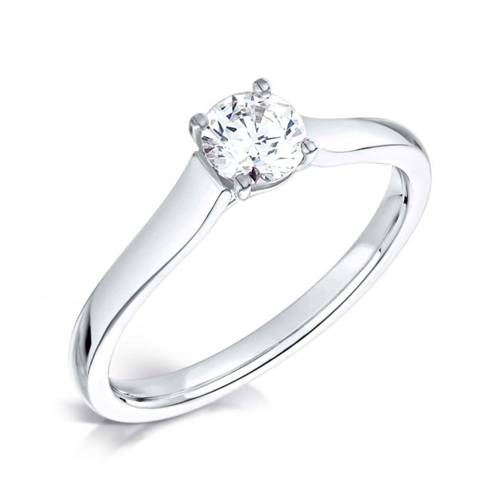 Solitaire Four - Claw Crossover Engagement Ring with Parallel Shoulders - Samuel Perry