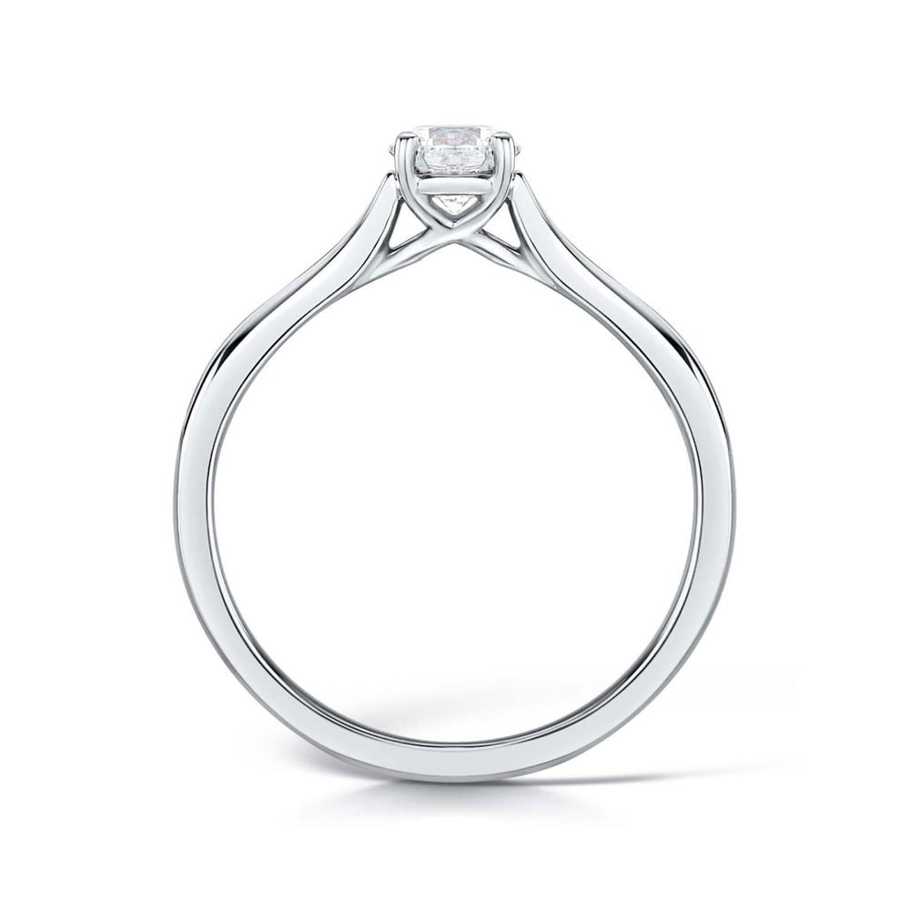 Solitaire Four - Claw Crossover Engagement Ring with Parallel Shoulders - Samuel Perry