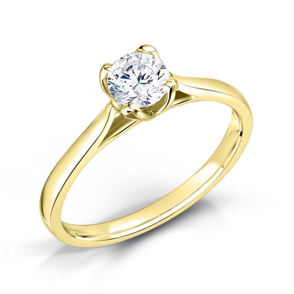 Solitaire Four - Claw Petal Engagement Ring with Tapered Court Band - Samuel Perry