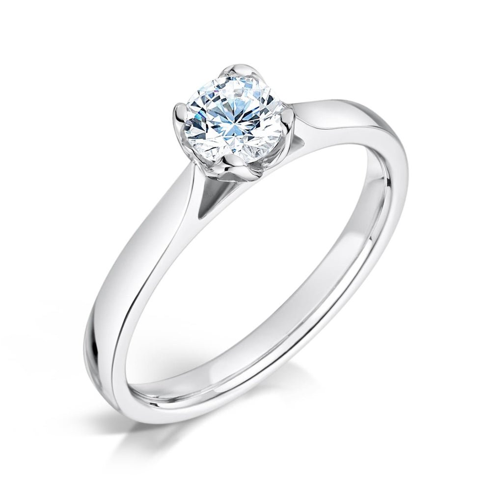 Solitaire Four - Claw Petal Engagement Ring with Tapered Daylight Shoulders - Samuel Perry