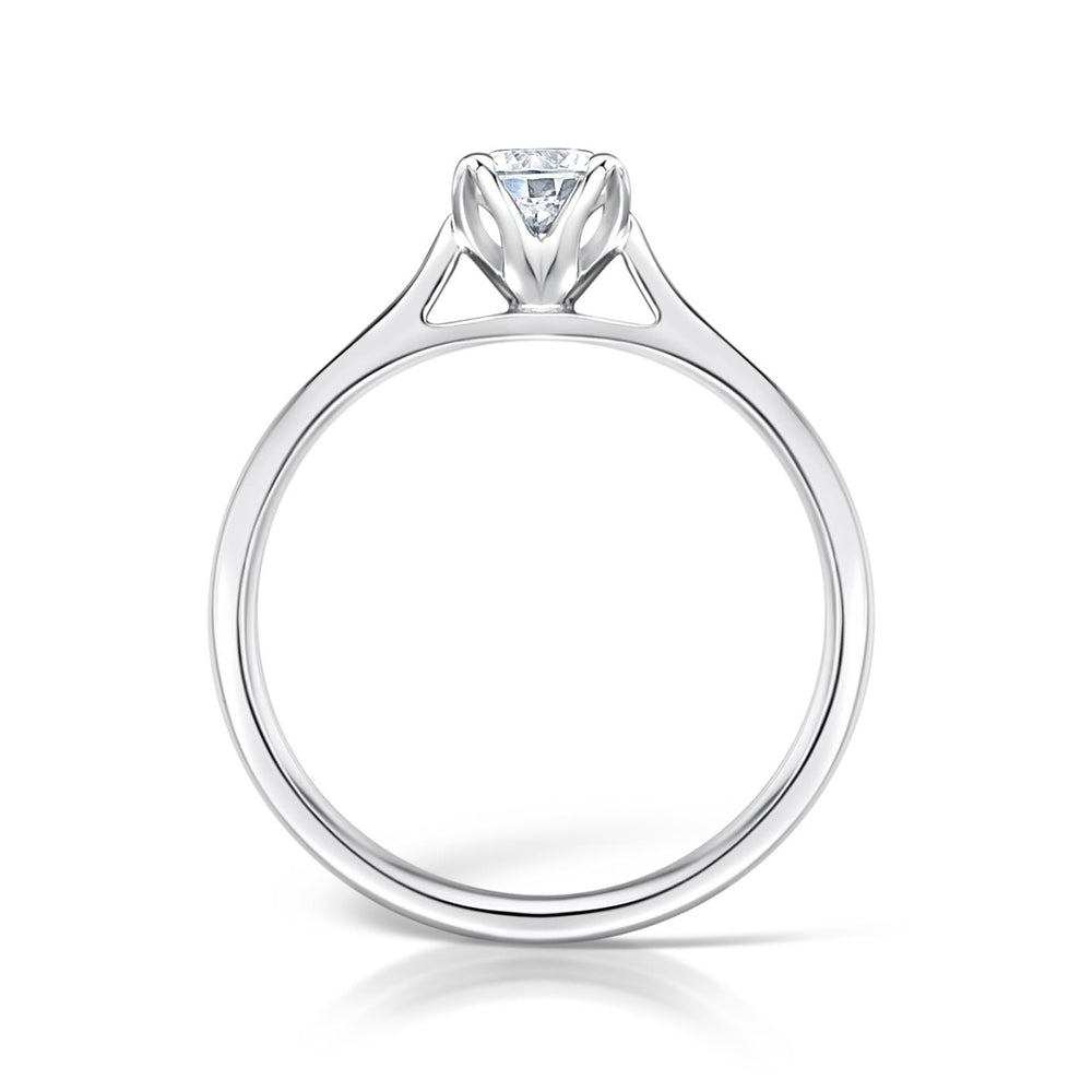 Solitaire Four - Claw Petal Engagement Ring with Tapered Daylight Shoulders - Samuel Perry