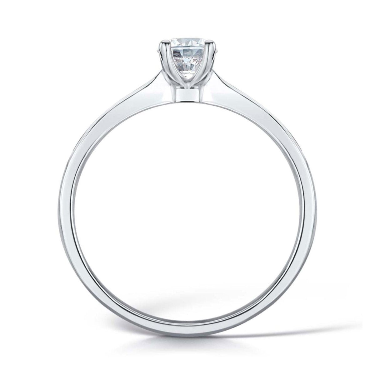 Solitaire Four - Claw Tapered Solid Court Engagement Ring - Samuel Perry