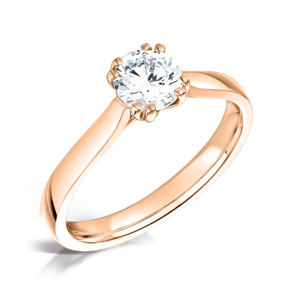 Solitaire Four Split - Claw Engagement Ring with Tapered Daylight Shoulders - Samuel Perry