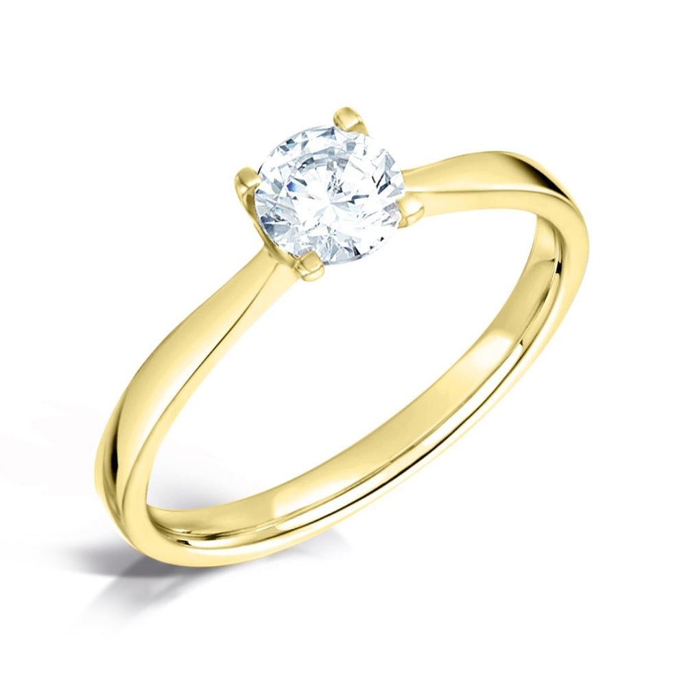 Solitaire Low ‘U’ Claw Engagement Ring with Tapered Solid Court Band - Samuel Perry