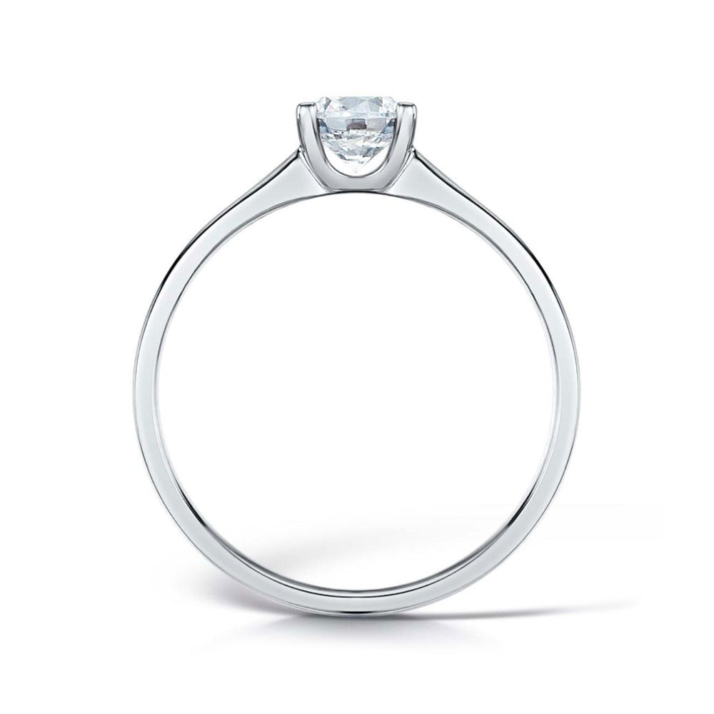 Solitaire Low ‘U’ Claw Engagement Ring with Tapered Solid Court Band - Samuel Perry